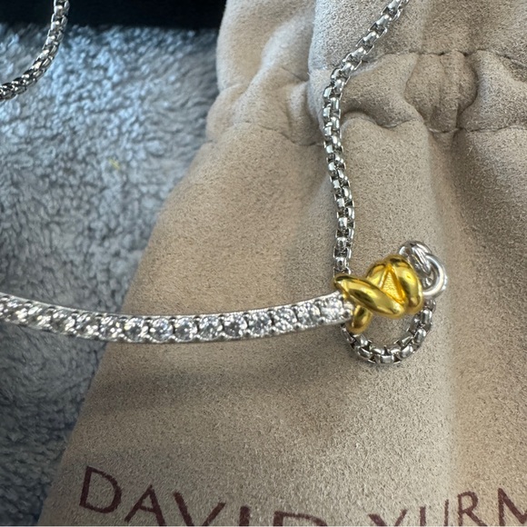 David Yurman Sterling Silver Bar Necklace With 18k Yellow Gold - Picture 4 of 14